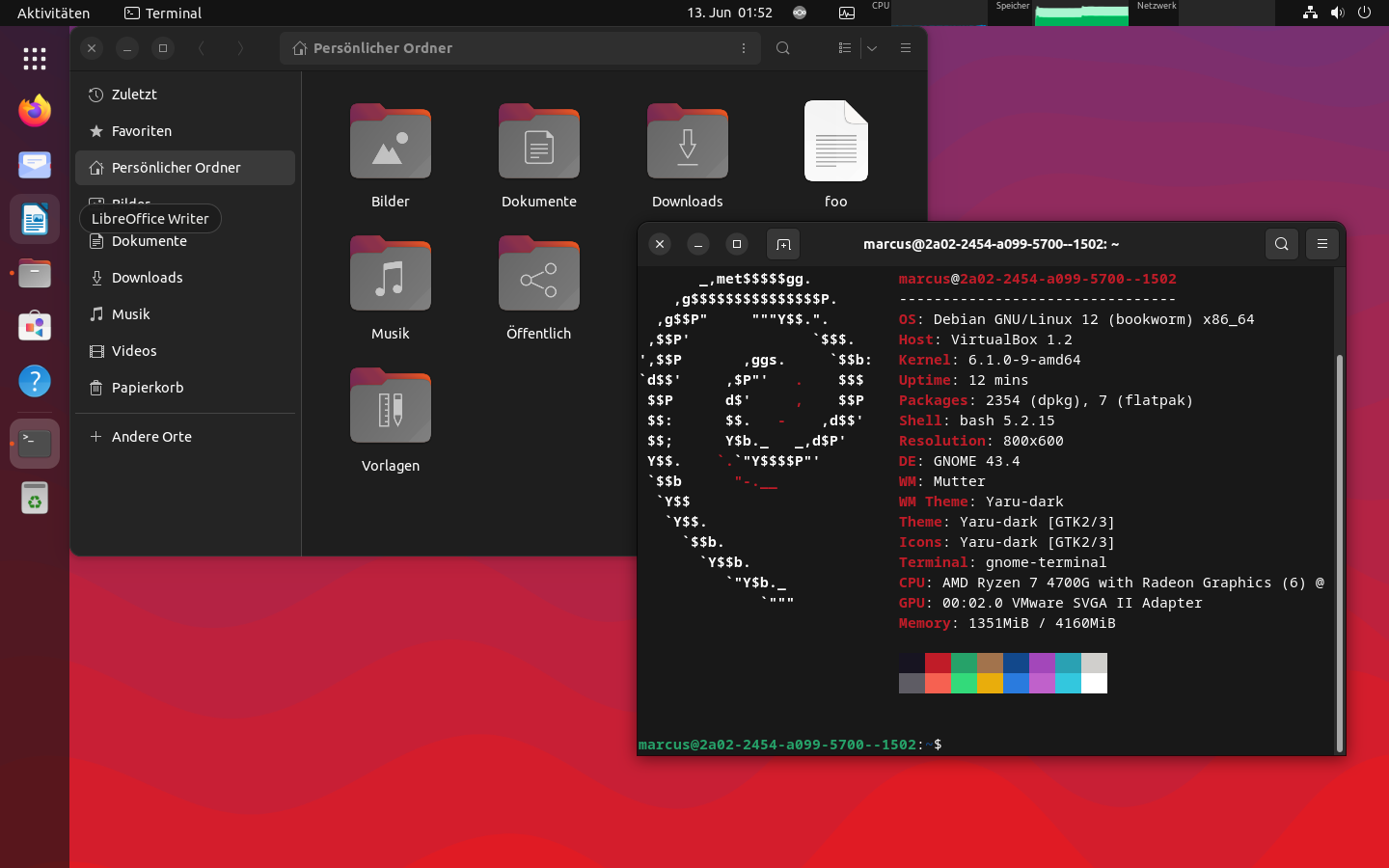 Ubuntuish Debian 12 Gnome Desktop